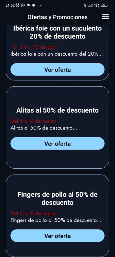 Lista de ofertas y promociones
