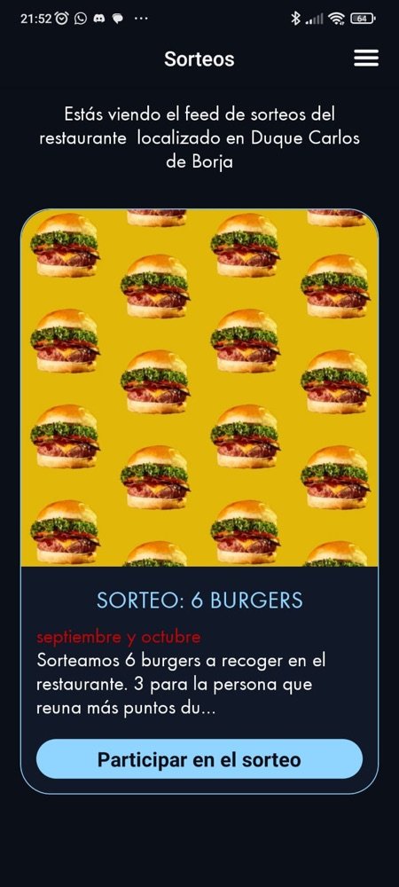 Sorteo de 6 burgers en la app